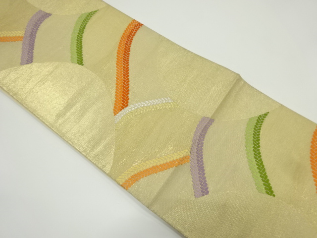 アンティーク　組紐に抽象模様織り出し袋帯（材料）